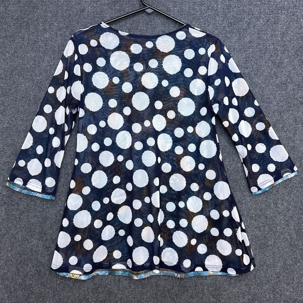 VTG Tomomi Reversible Mesh Shirt Polka Dot Floral Art To Wear Langenlook Retro M